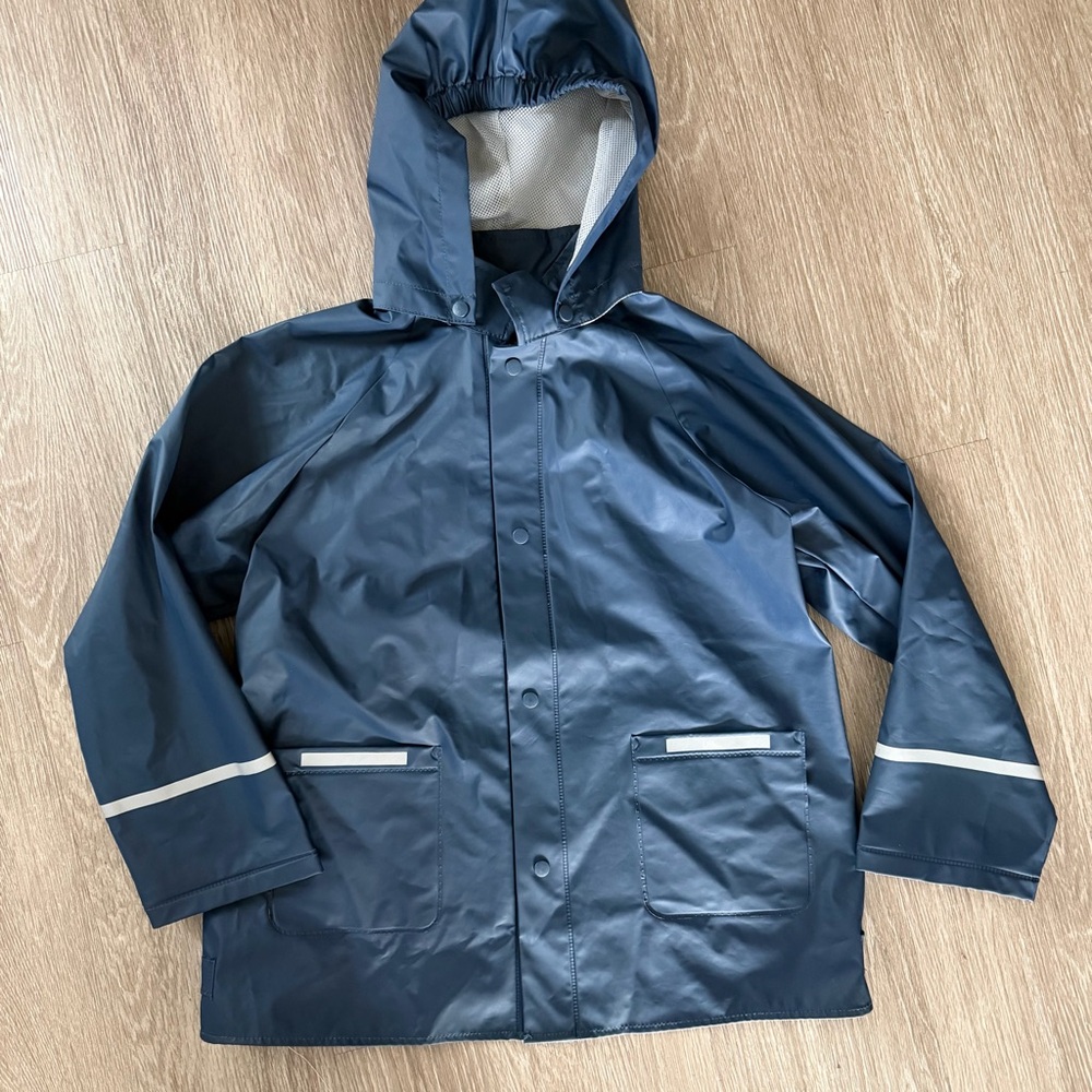 Playshoes navy blue kids rain coat sz 7/8